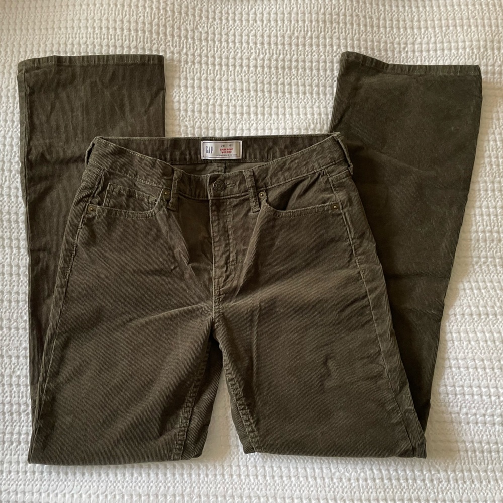 GAP Mid Rise Corduroy Baby Boot Pants, Deep Green